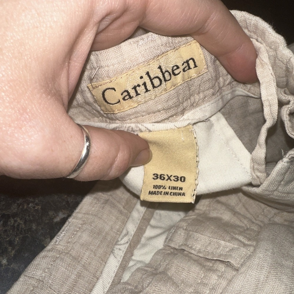 Caribbean 100% Linen Natural Beige Waist 36 X 30 - Picture 2 of 5